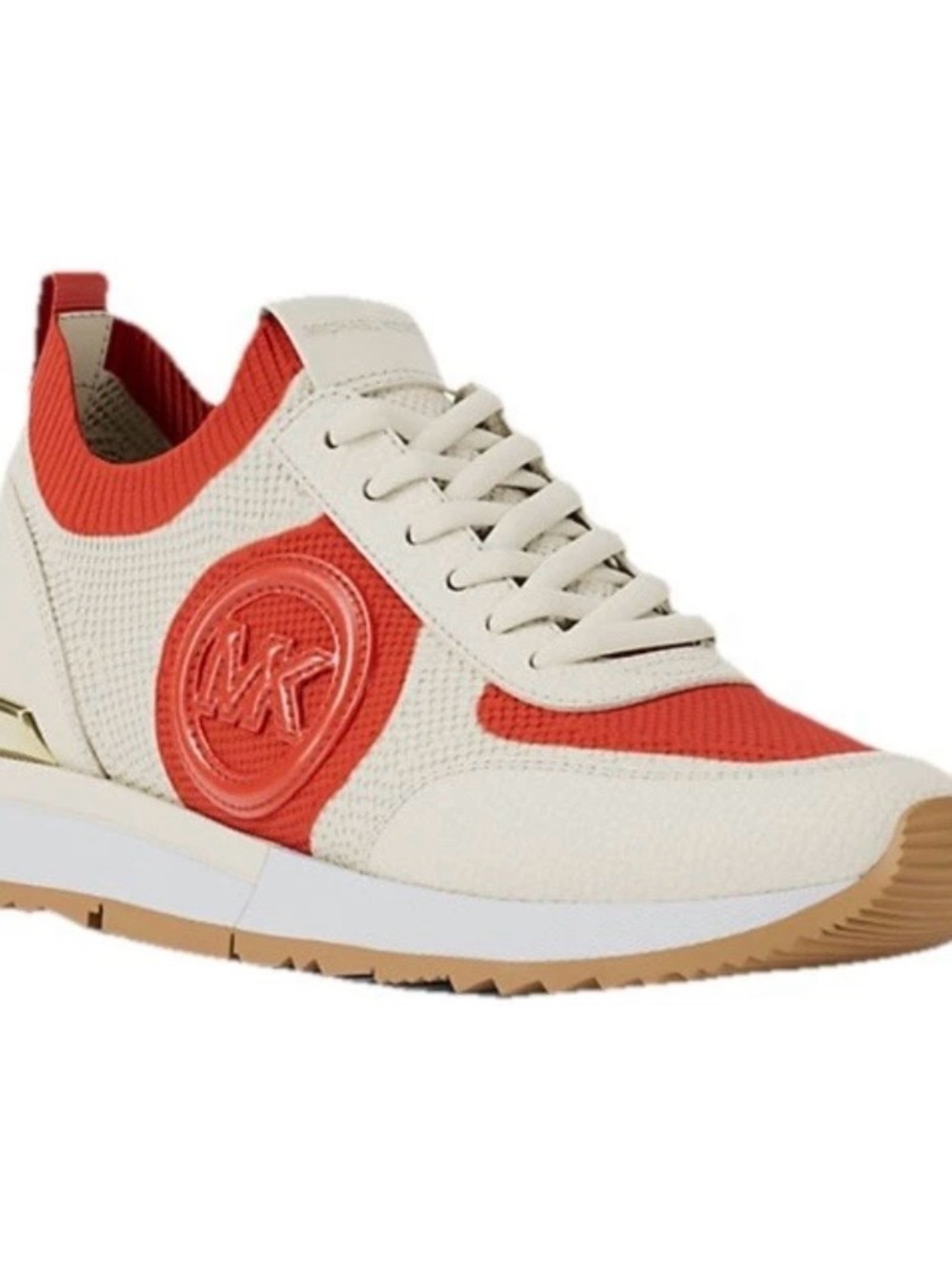 Michael Kors Jenkins Knit Trainer DK Sangria Cream Women's Sneakers 8 NEW IN BOX